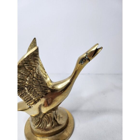 Vintage Brass Flying Open Wings Duck Figurine Bird Sculpture Mid Century Modern - Picture 2 of 8
